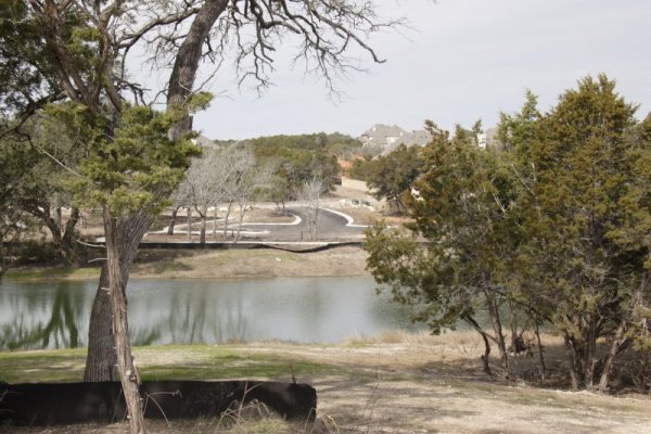 Greenbelt and pond as seen from the lot