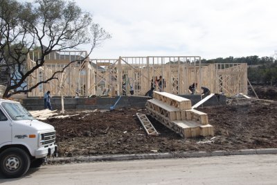 Front of the house, first floor framed