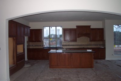 Kitchen with countertops and island