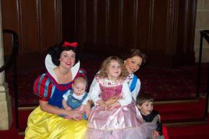 A picture of Jessica, Josh, and Jacob with Snow White and Belle - Disney, 2002
